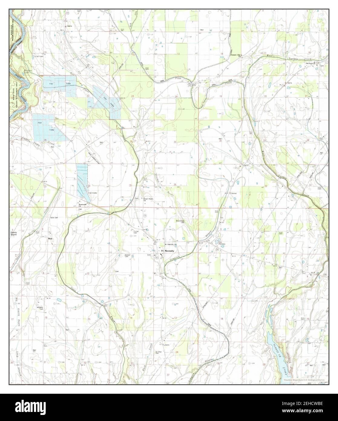 Fort Necessity, Louisiana, map 1983, 124000, United States of America