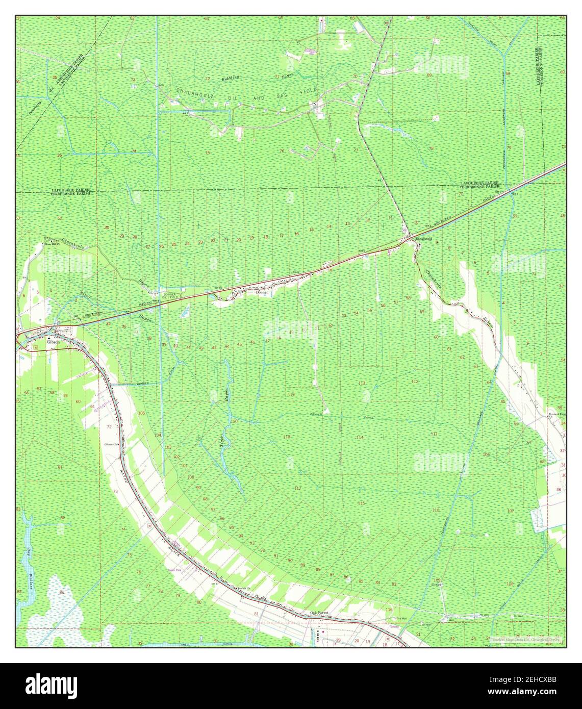 Gibson, Louisiana, map 1964, 124000, United States of America by