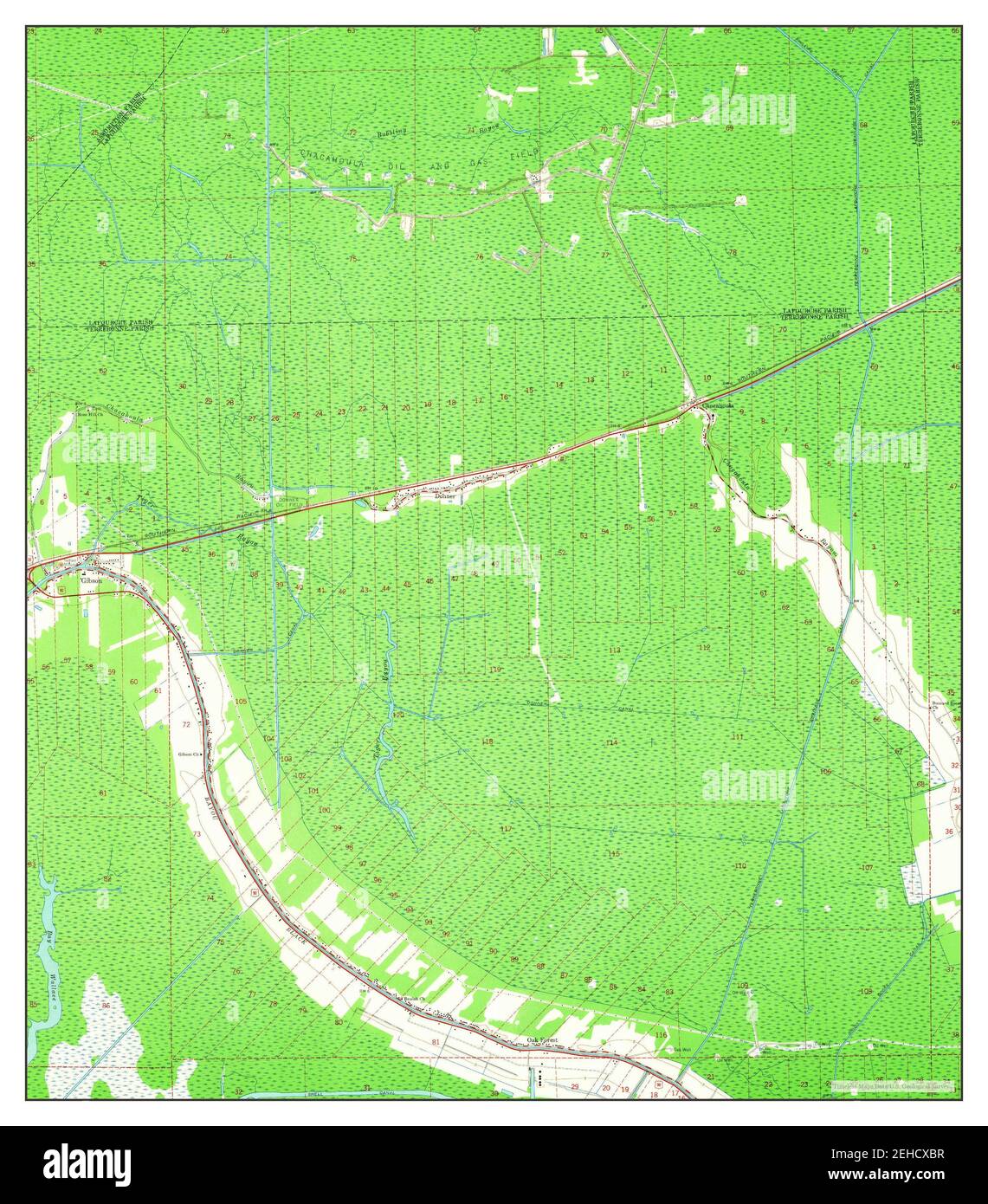 Gibson, Louisiana, map 1964, 124000, United States of America by