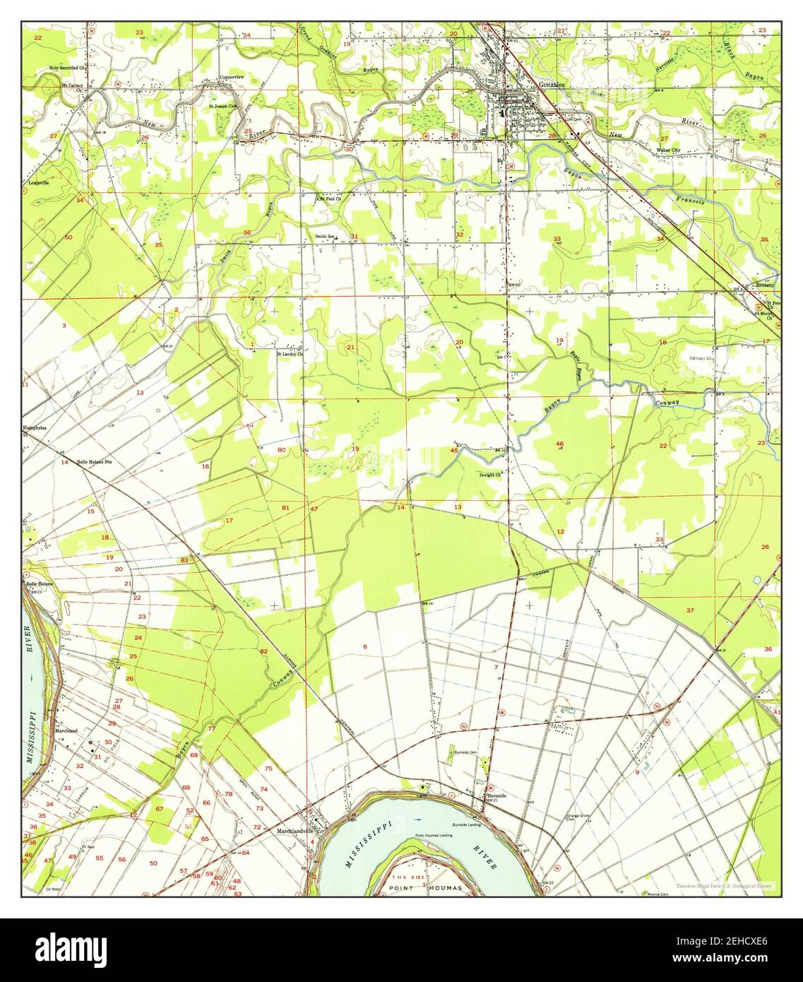 Gonzales, Louisiana, map 1953, 124000, United States of America by