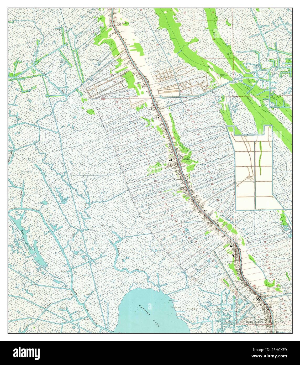 Golden Meadow, Louisiana, map 1964, 124000, United States of America by Timeless Maps, data U.S