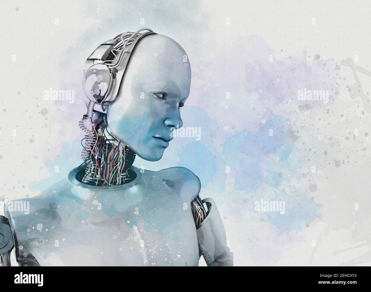 Humanoid robot, illustration Stock Photo