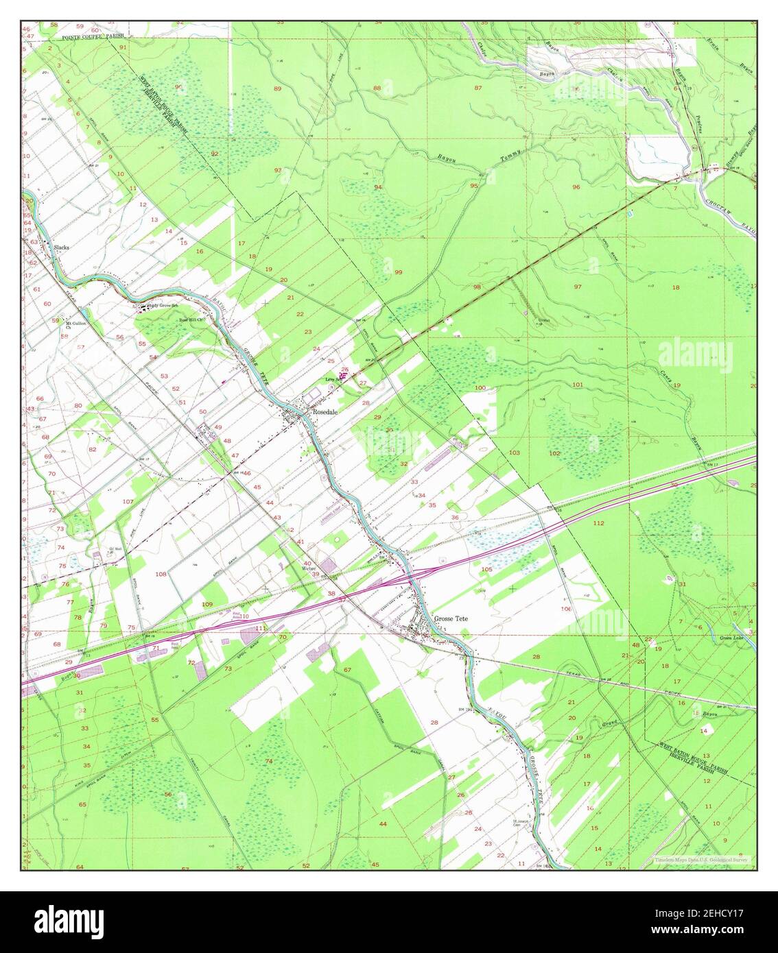 Grosse Tete, Louisiana, map 1954, 124000, United States of America by