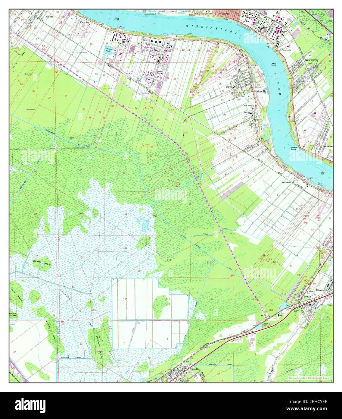 Hahnville, Louisiana, map 1967, 124000, United States of America by