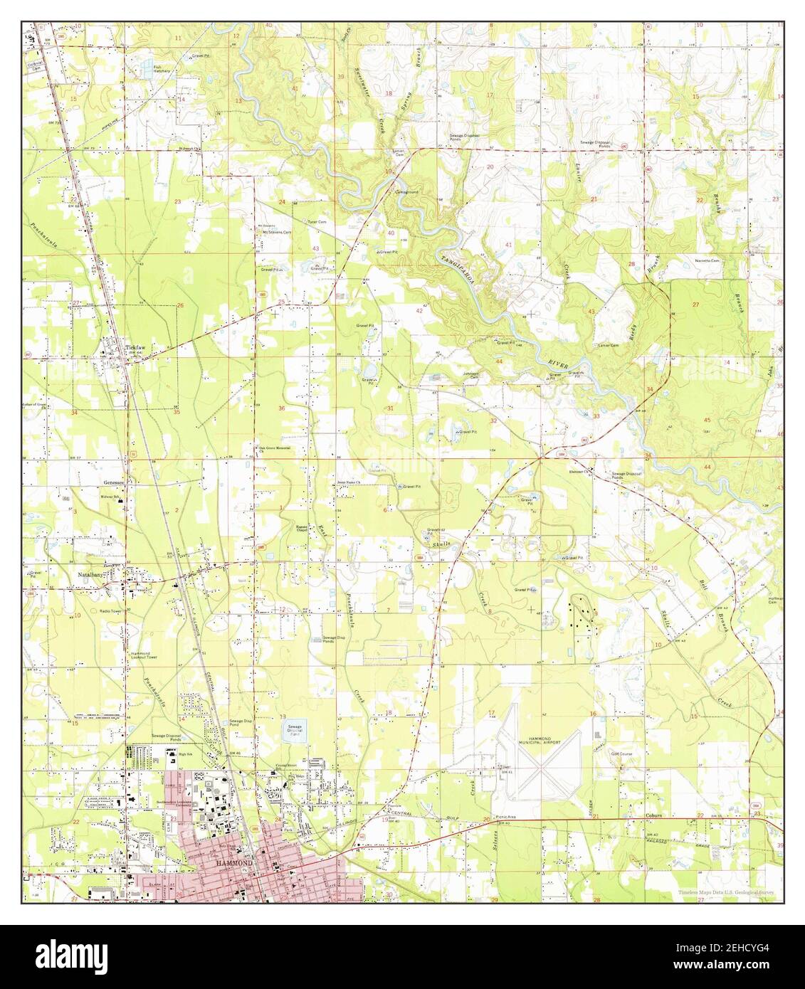 Hammond, Louisiana, map 1974, 124000, United States of America by