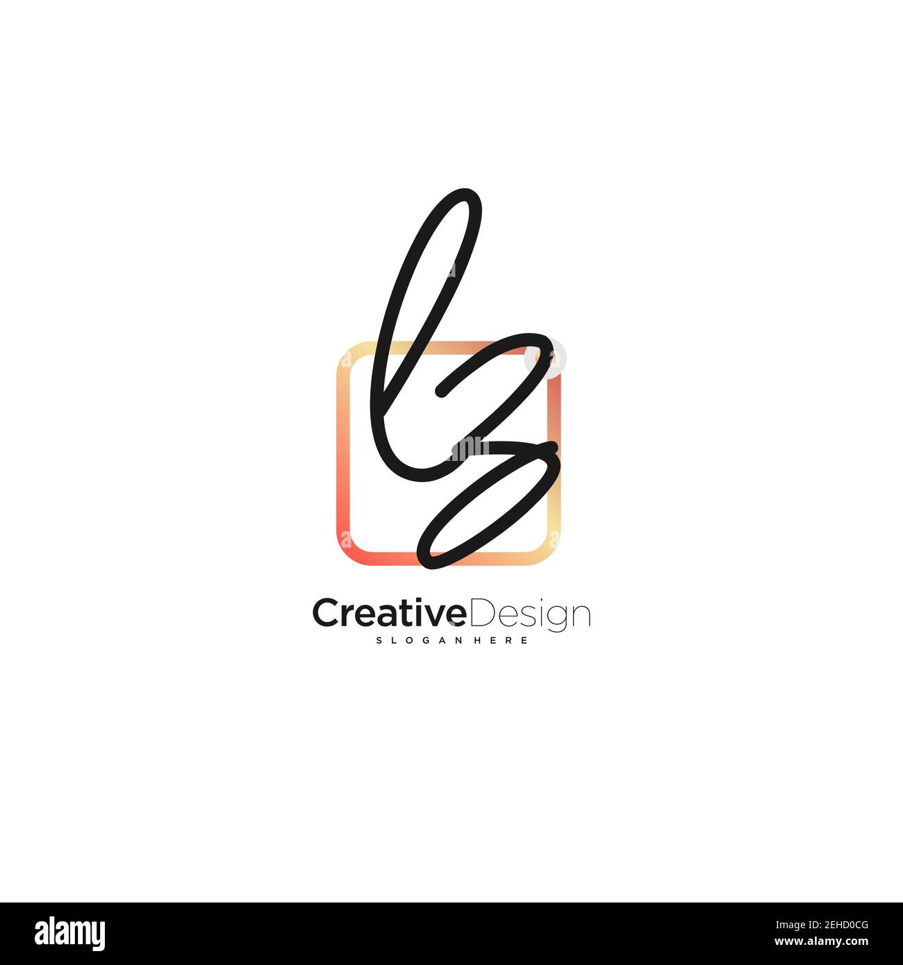 LZ Initial Letter handwriting logo hand drawn colorful box vector, logo for beauty, cosmetics, wedding, fashion and business, and other Stock Vector
