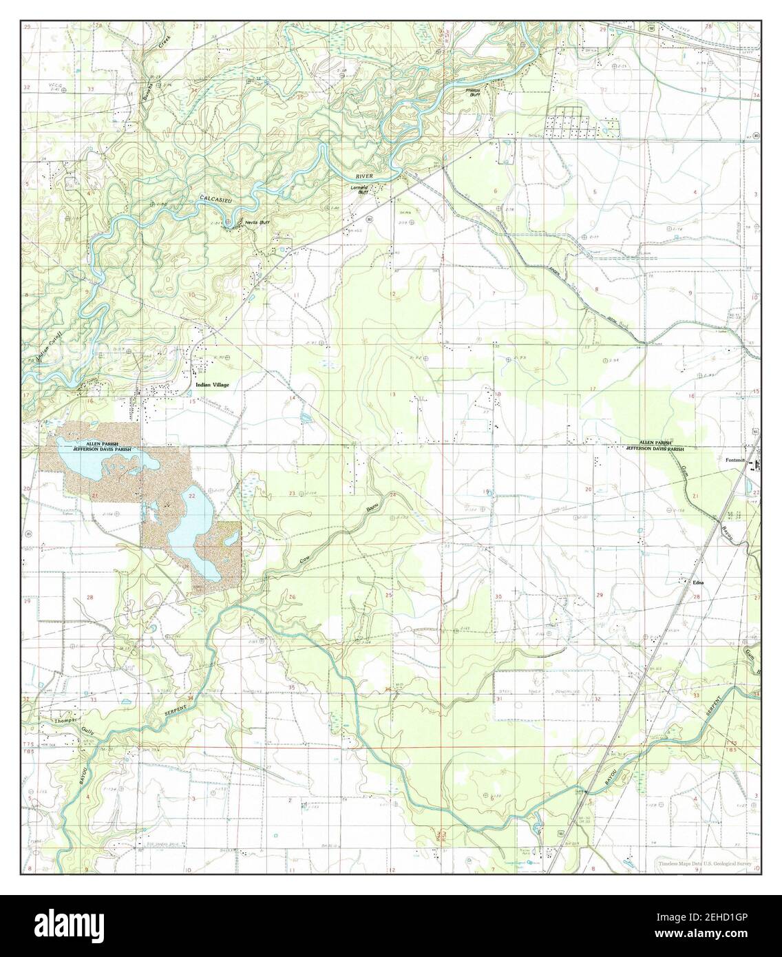 Indian Village, Louisiana, map 1985, 1:24000, United States of America ...