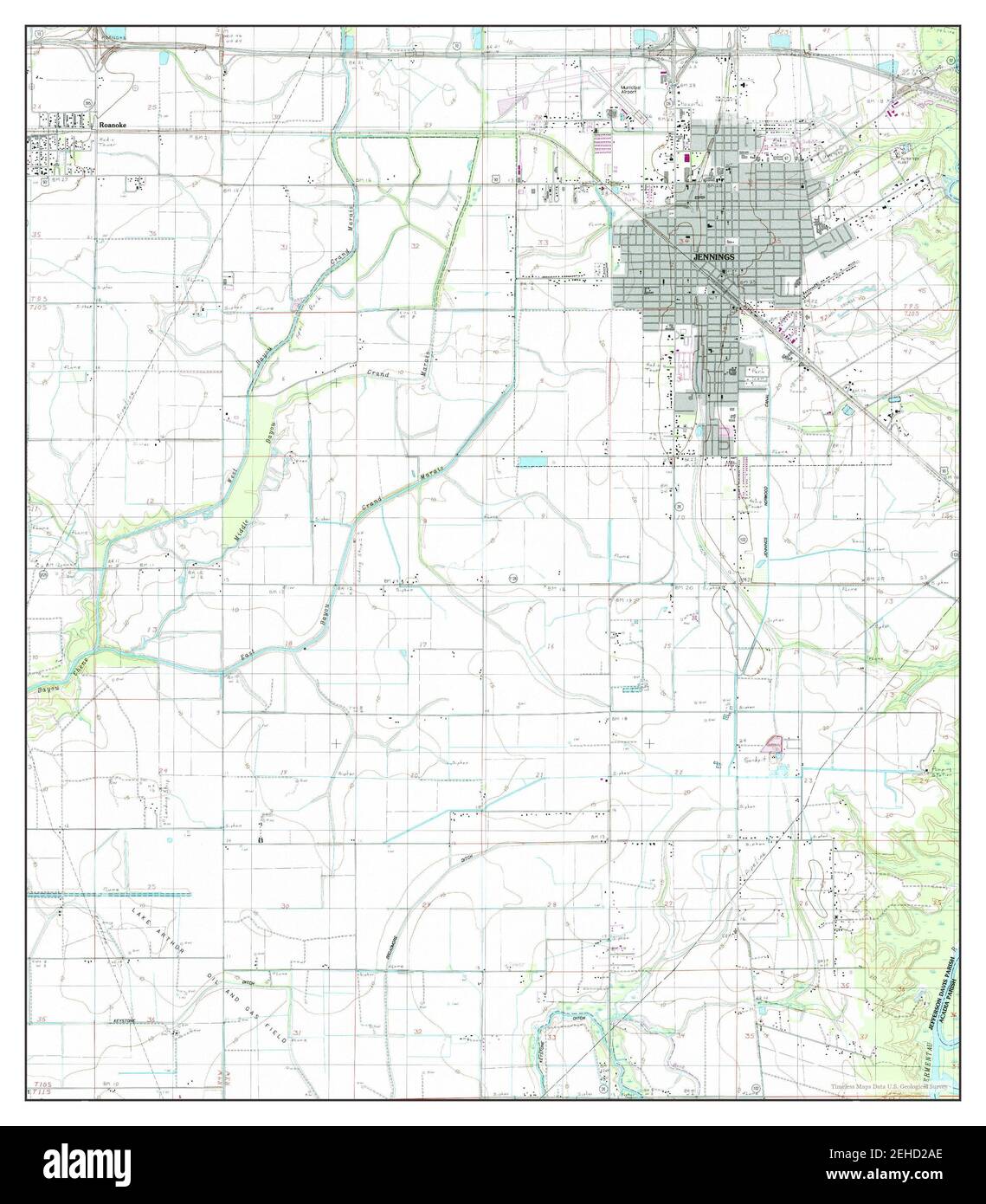 Jennings, Louisiana, map 1985, 124000, United States of America by