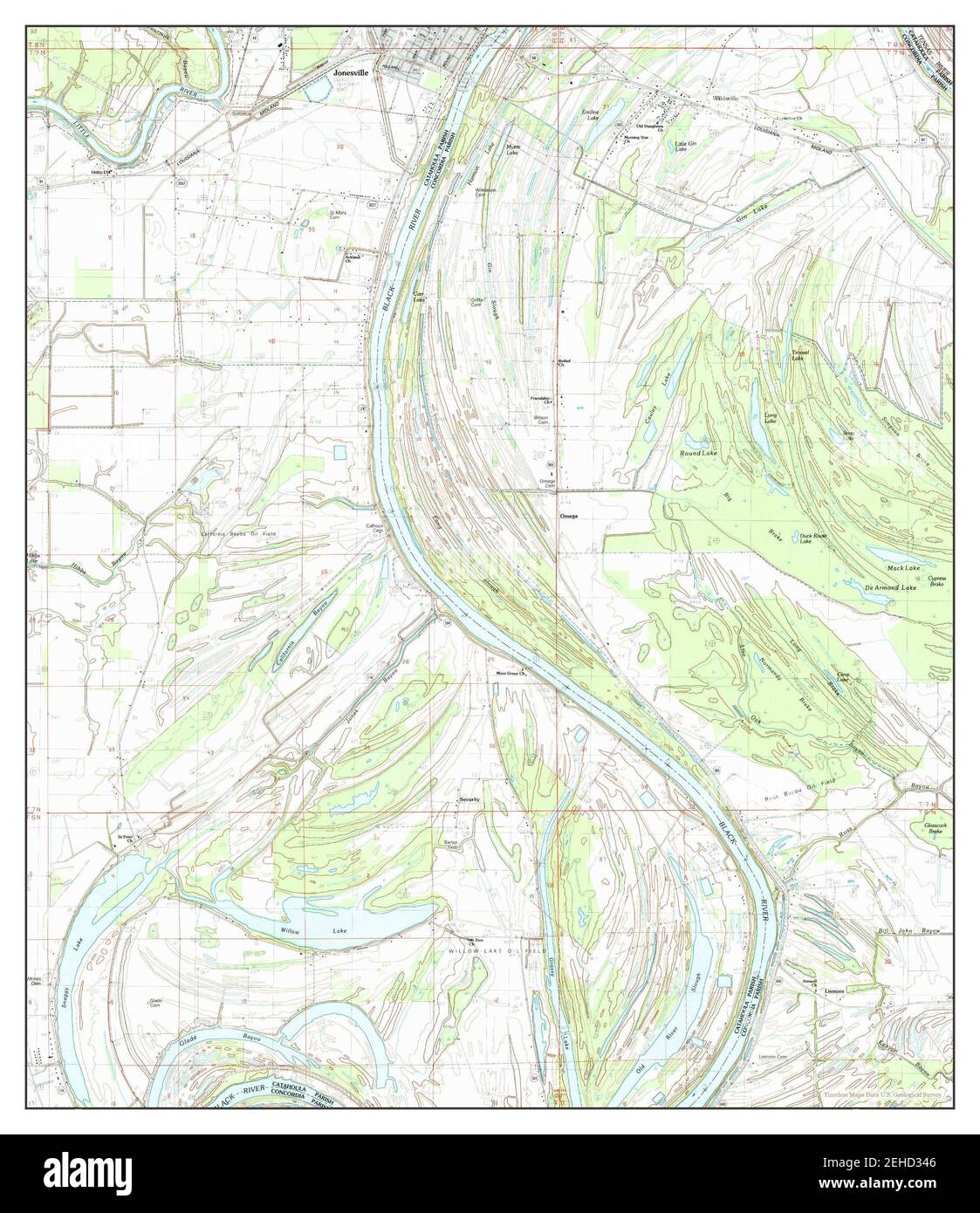 Jonesville South, Louisiana, map 1983, 124000, United States of