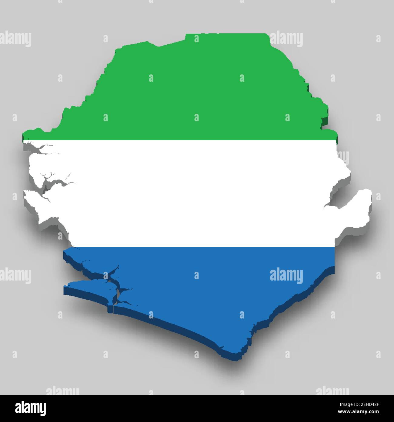 3d isometric Map of Sierra Leone with national flag. Vector ...