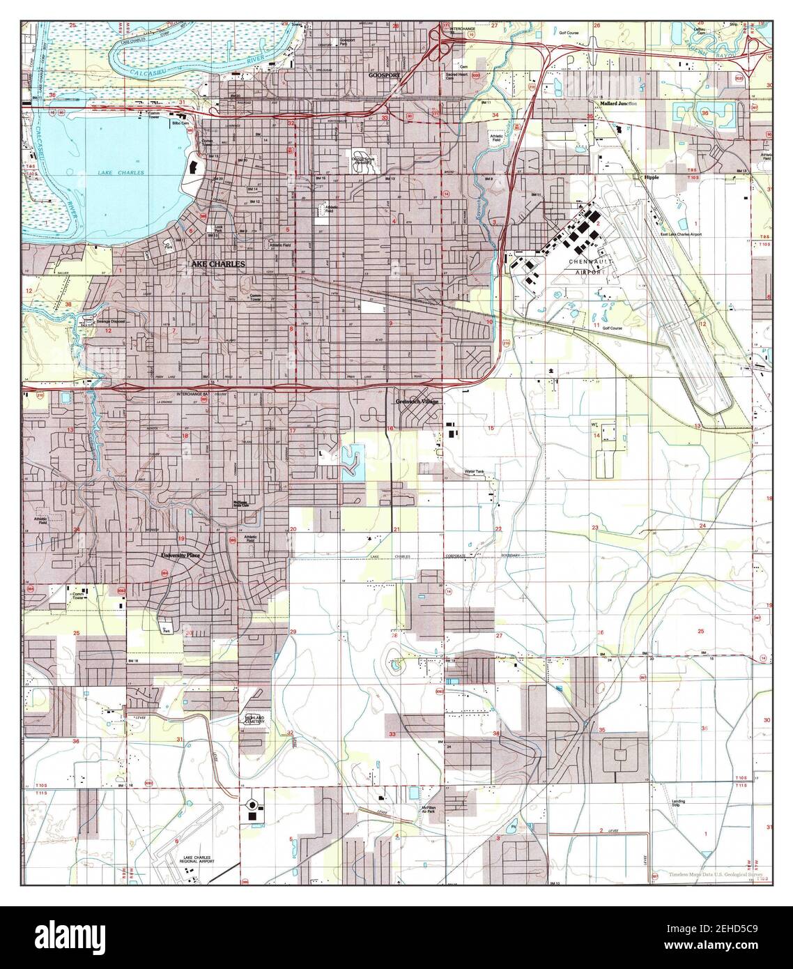 Lake Charles, Louisiana, map 1994, 124000, United States of America by