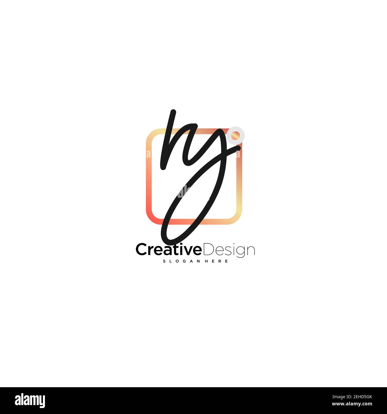 Logo Inisial Ryn RY Initial Letter handwriting logo hand drawn colorful box vector, logo ...
