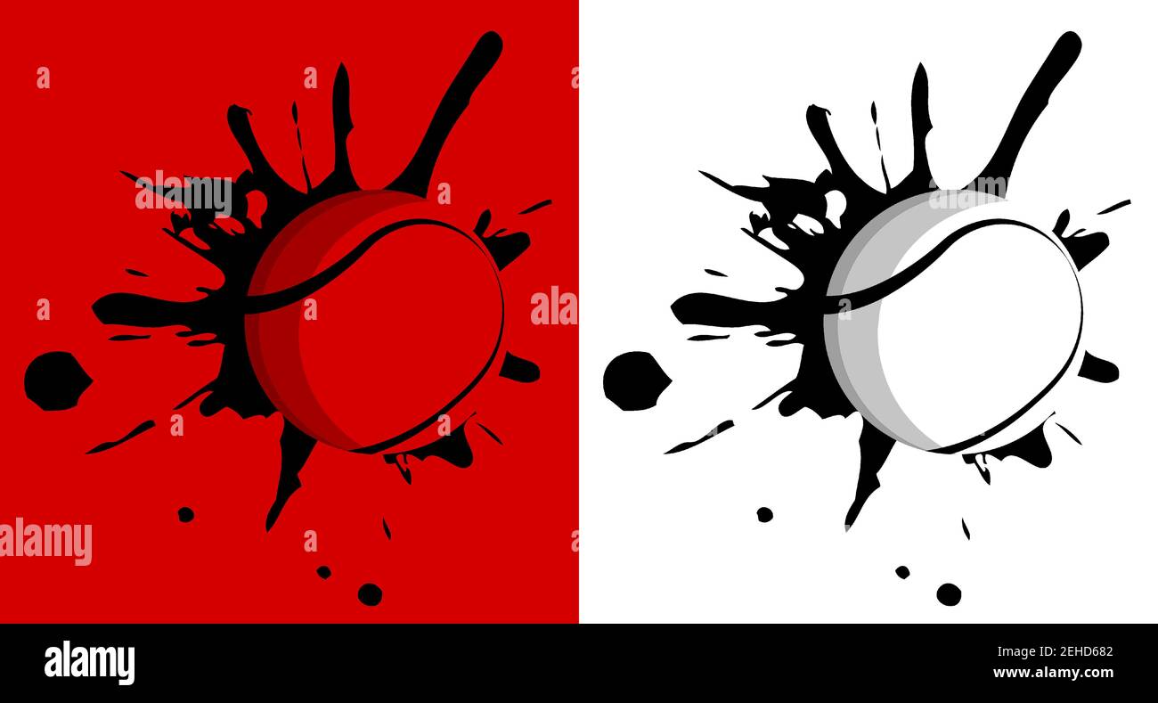 ball for tennis hit the wall with splashes. Sport equipment. Active lifestyle. Vector Stock