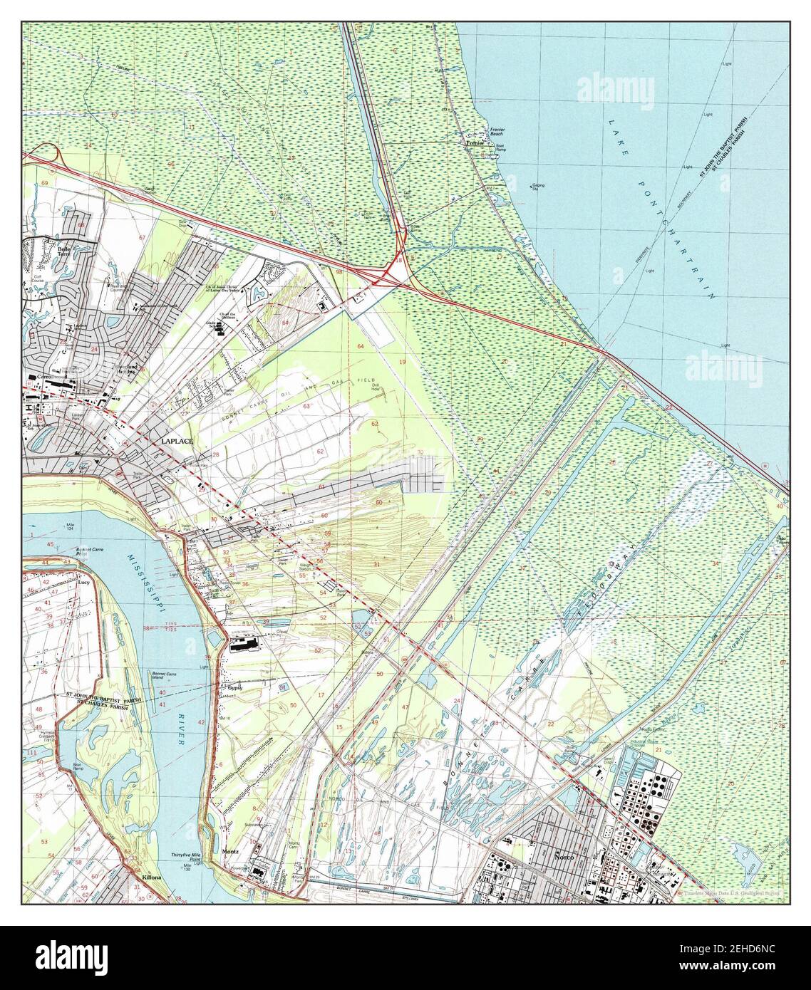 Laplace, Louisiana, map 1992, 124000, United States of America by