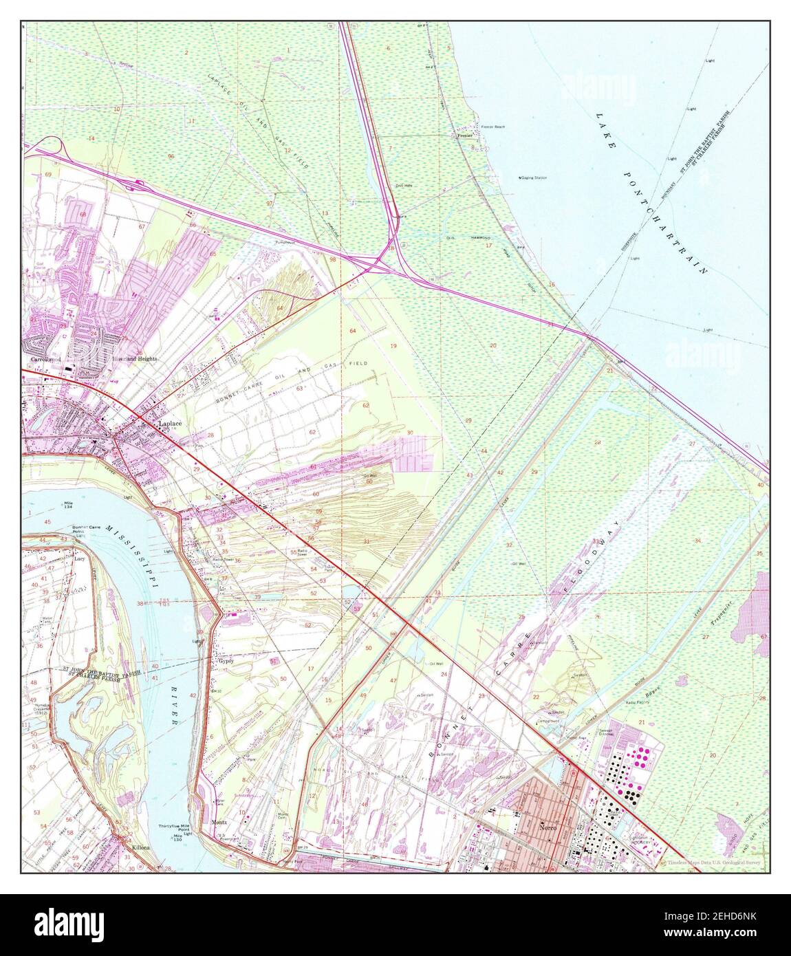 Laplace, Louisiana, map 1967, 124000, United States of America by