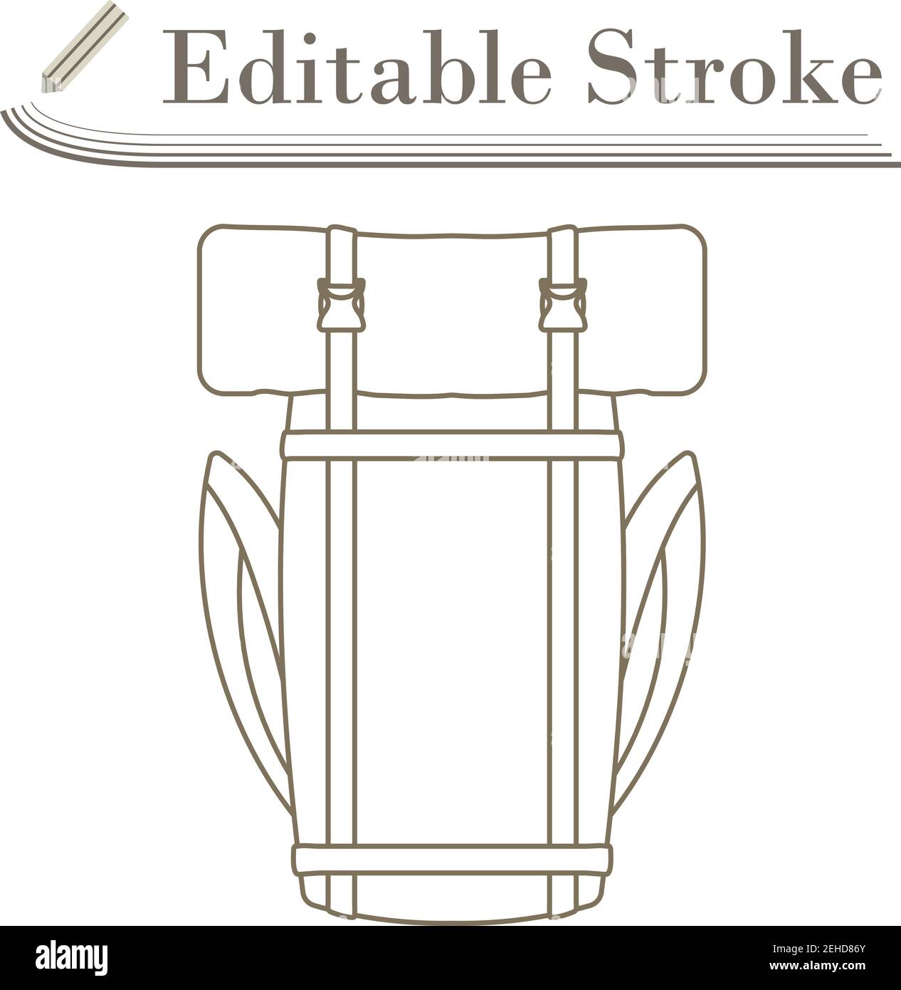 Icon Of Camping Backpack. Editable Stroke Simple Design. Vector ...