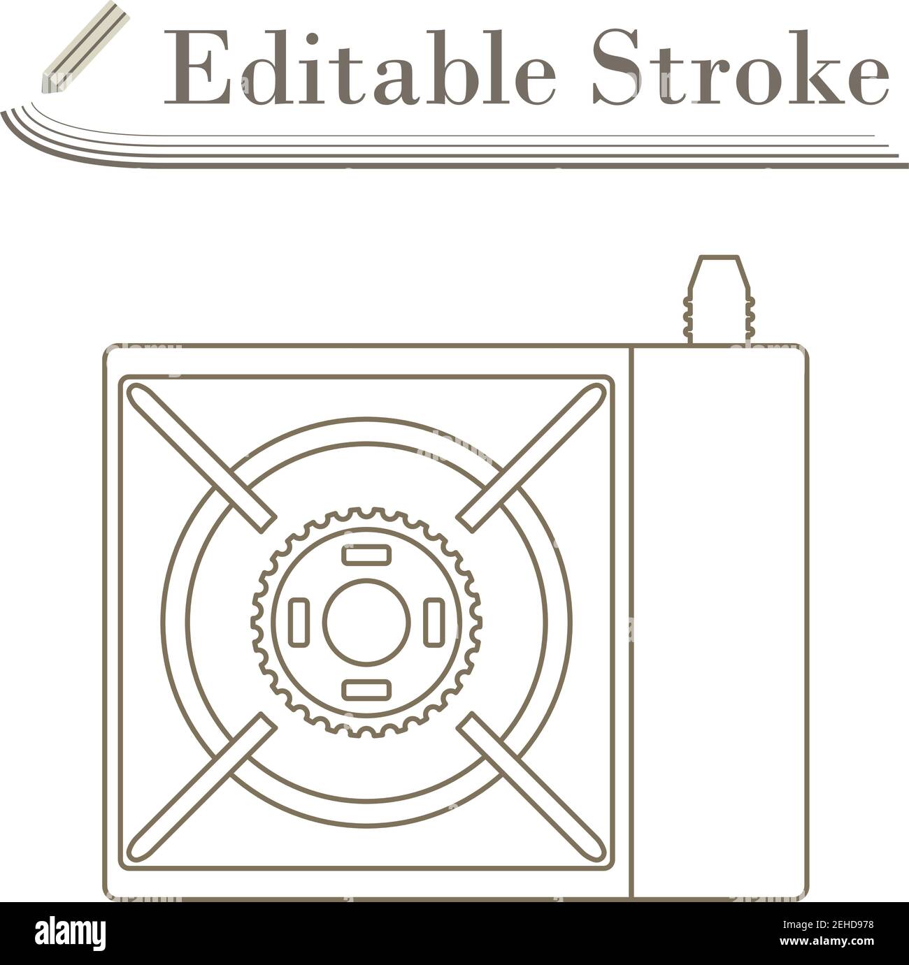 Icon Of Camping Gas Burner Stove. Editable Stroke Simple Design. Vector Illustration. Stock Vector