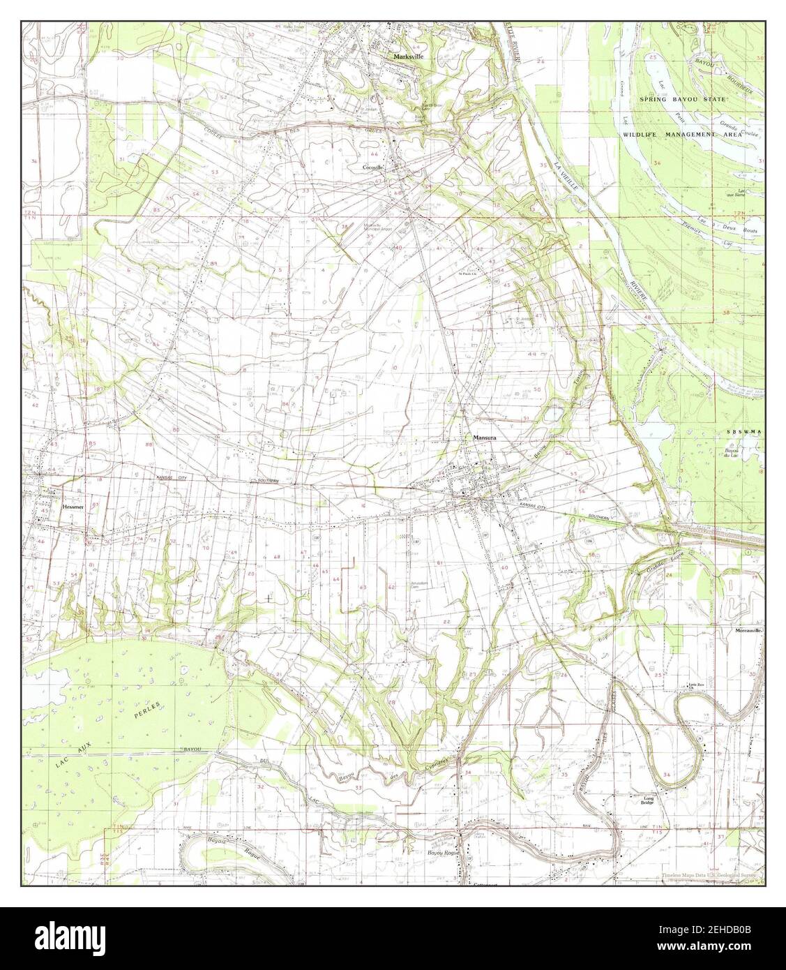 Marksville South, Louisiana, map 1982, 124000, United States of America by Timeless Maps, data
