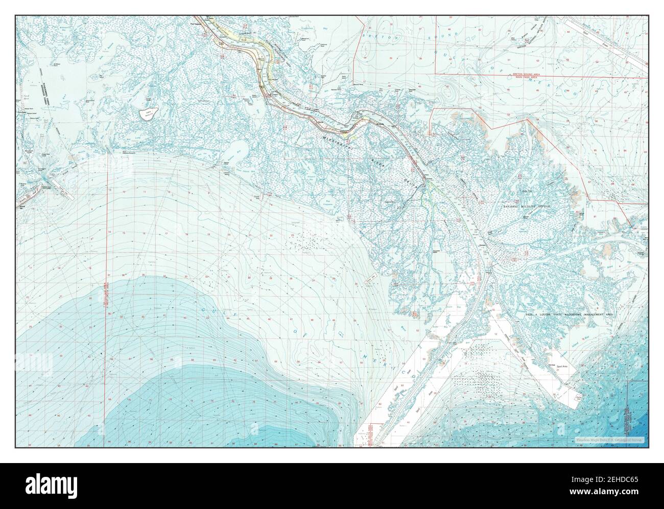 Mississippi River Delta, Louisiana, map 1983, 1100000, United States