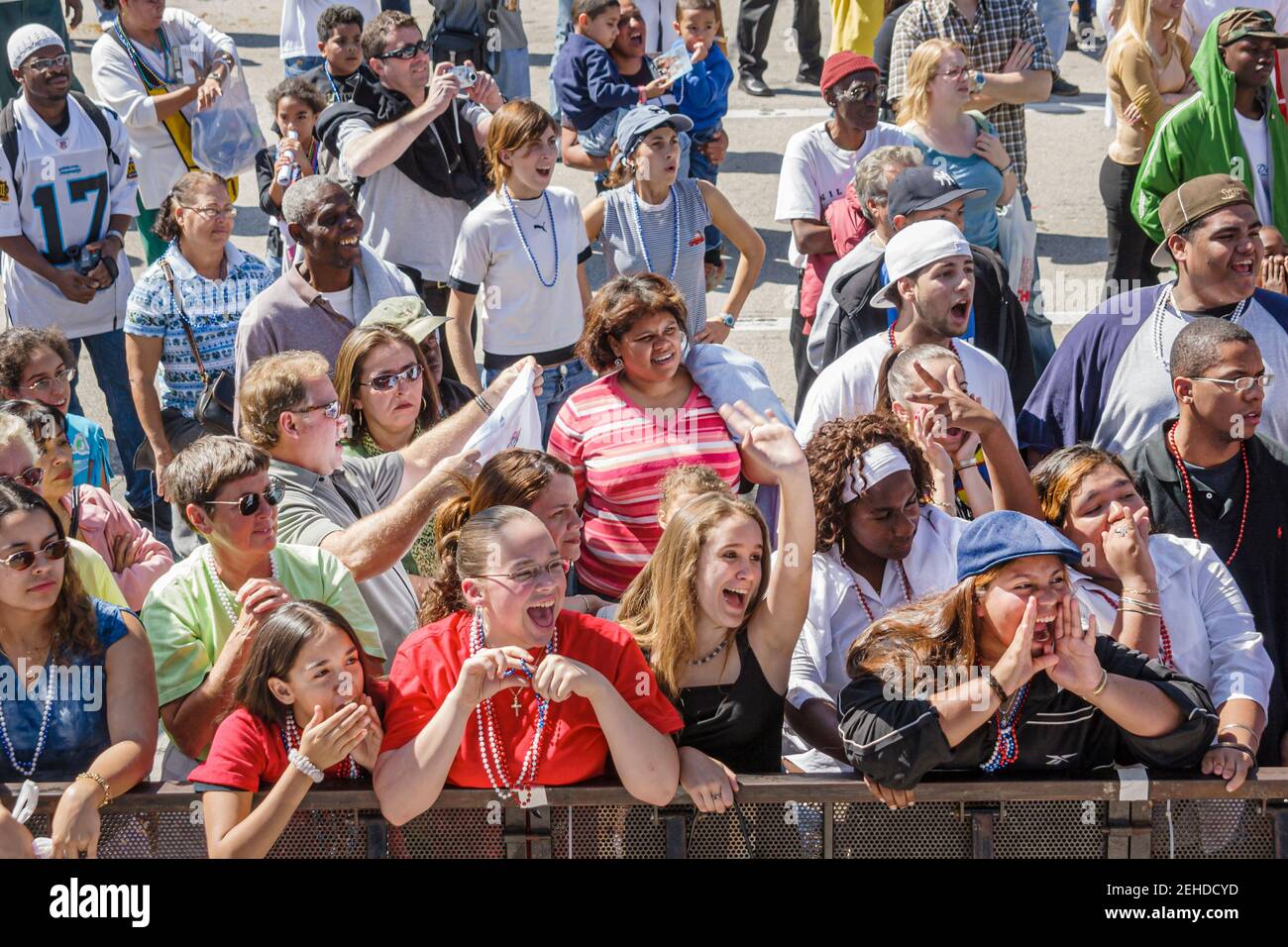 Miami Florida,Bayfront Park Greater Miami Mardi Gras Festival,audience crowd free live concert, Stock Photo