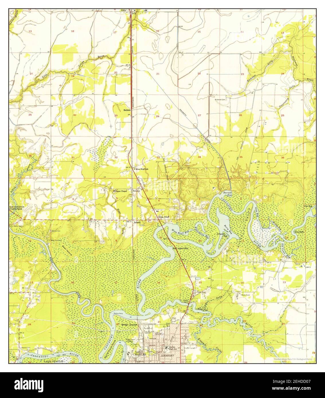 Moss Bluff, Louisiana, map 1955, 124000, United States of America by