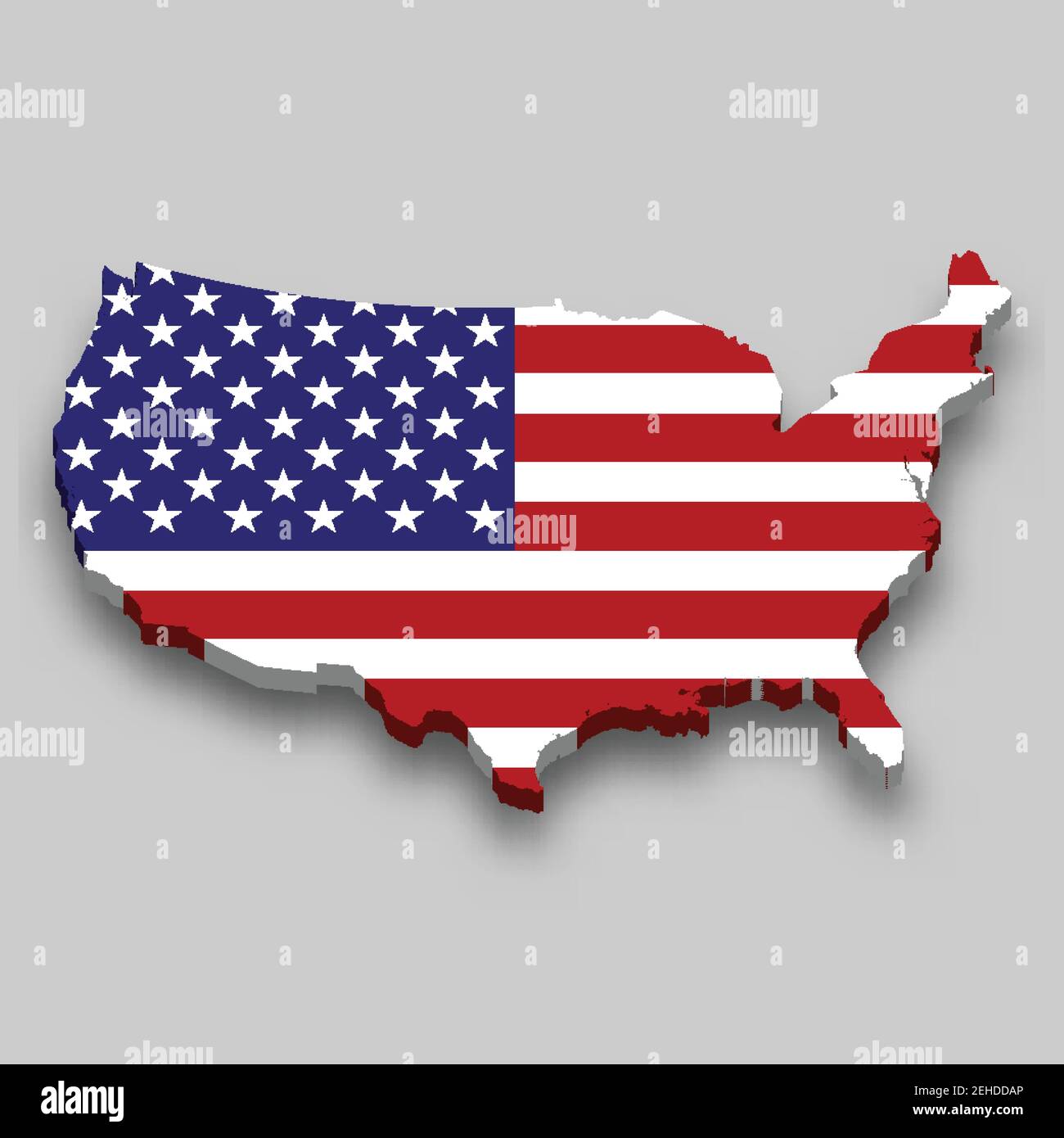 3d isometric Map of United States with national flag. Vector ...