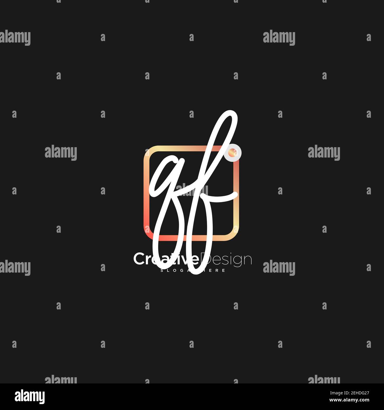 QF Initial Letter handwriting logo hand drawn colorful box vector, logo ...