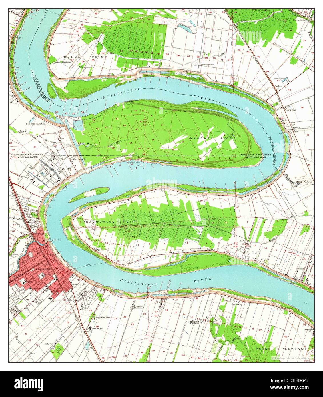 Plaquemine, Louisiana, map 1963, 124000, United States of America by
