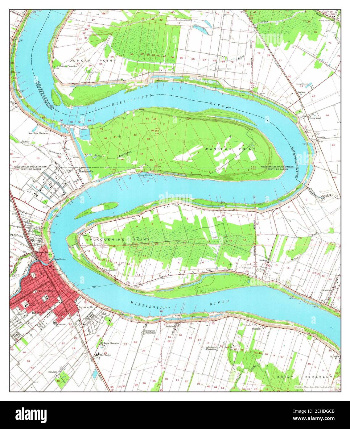 Plaquemine, Louisiana, map 1963, 124000, United States of America by