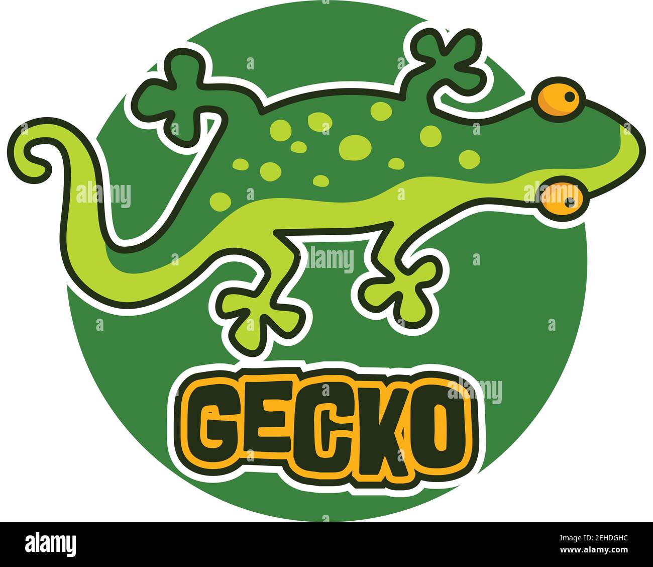 gecko lizard character isolated on white background.  vector illustration Stock Vector