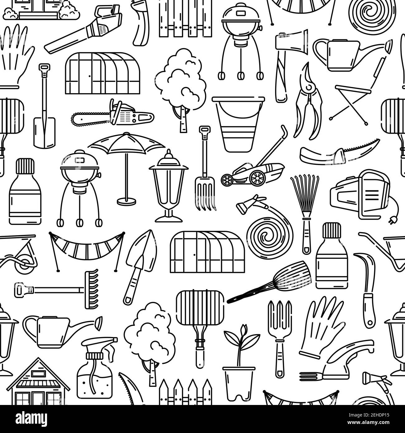 The vector seamless pattern with garden tools. Background Stock Vector ...