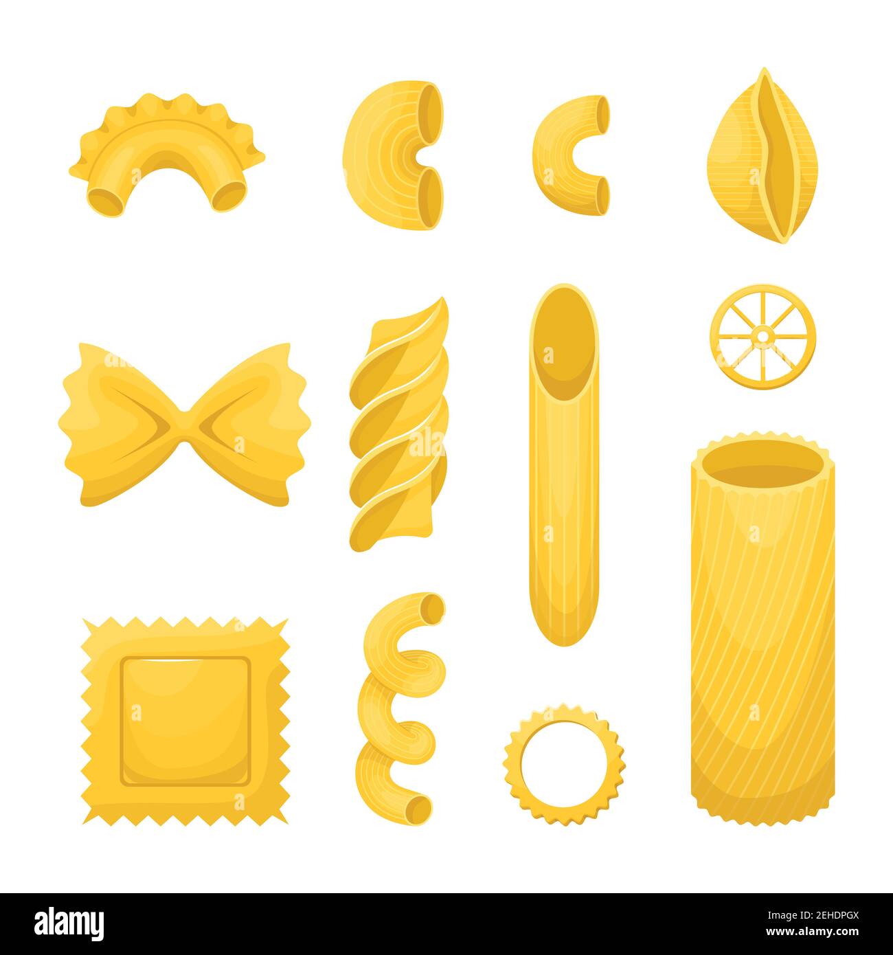 The vector set of different types of italian pasta Stock Vector Image & Art  - Alamy