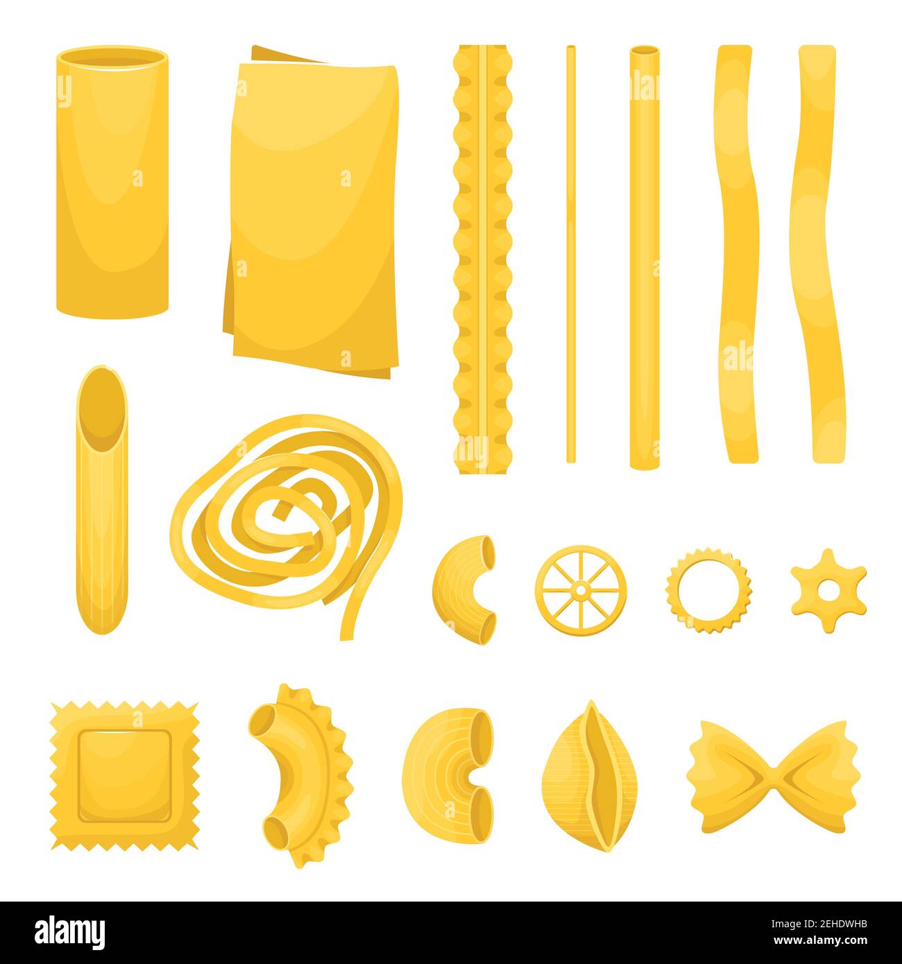 The vector set of different types of italian pasta Stock Vector Image & Art  - Alamy