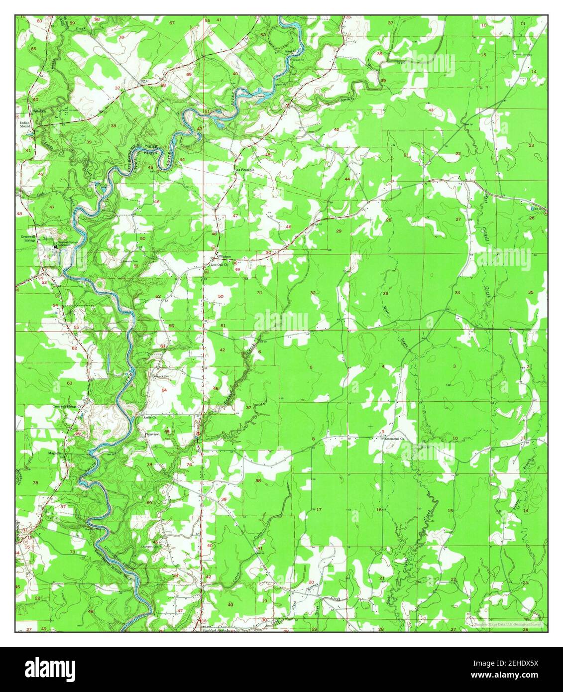 Watson, Louisiana, map 1954, 124000, United States of America by