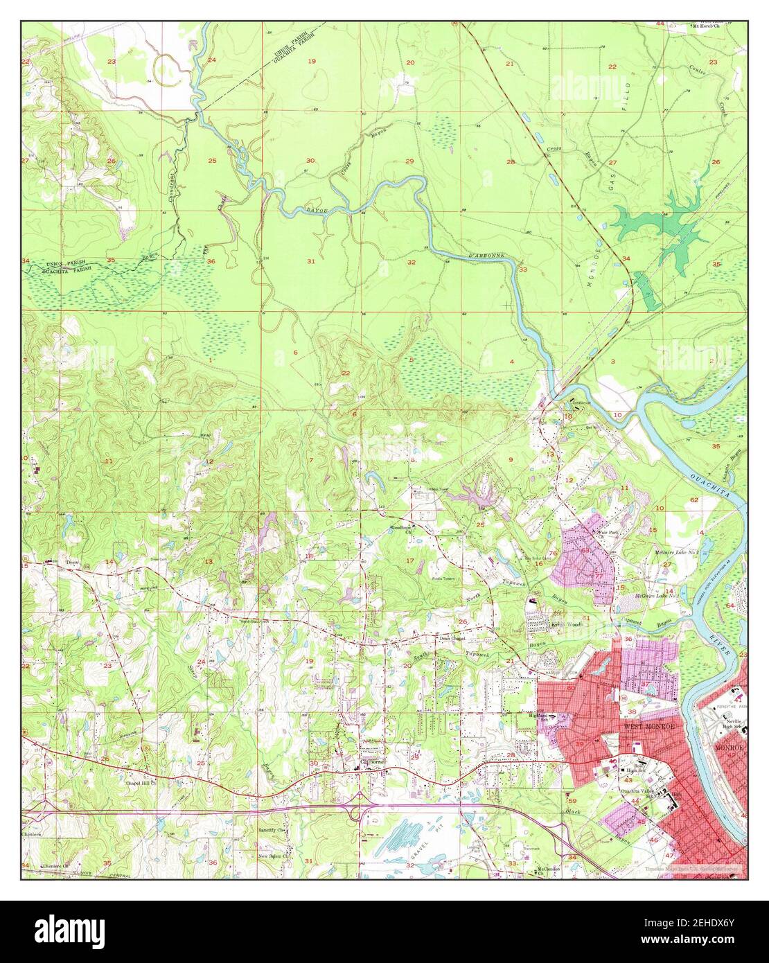 West Monroe North, Louisiana, map 1957, 124000, United States of