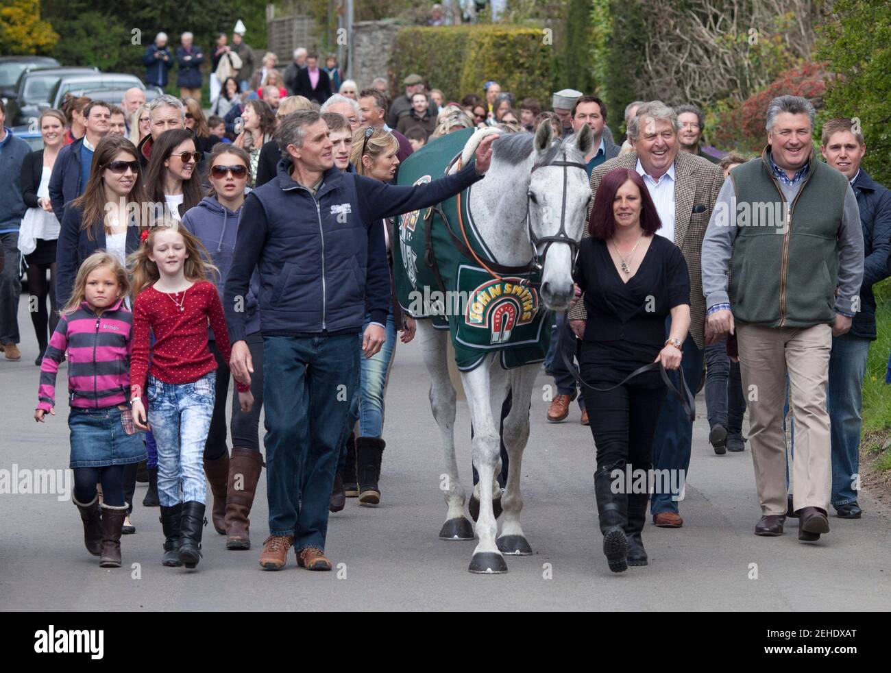 Horse Racing - Grand National Winner Neptune Collonges Returns to Paul Nicholls Stables - Ditcheat, Somerset - 15/4/12  Trained by Paul Nicholls, the 2012 Grand National Winner Neptune Collonges is paraded down the village High Street near his stables  Mandatory Credit: Action Images / Julian Herbert  Livepic Stock Photo