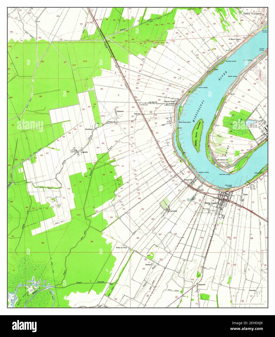 White Castle, Louisiana, map 1953, 124000, United States of America by