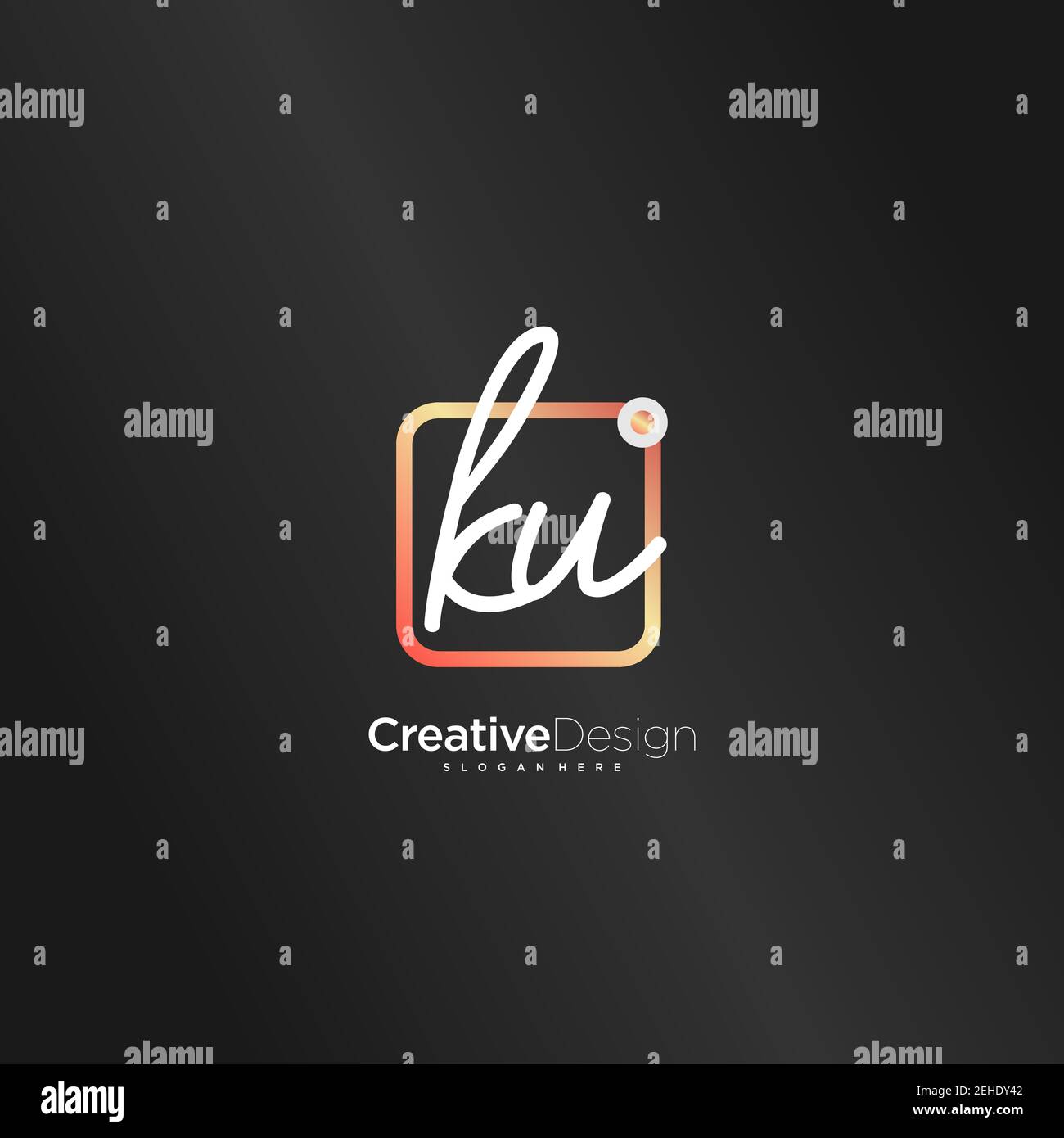 Ku Lettering KU Initial Letter handwriting logo hand drawn colorful box vector, logo ...