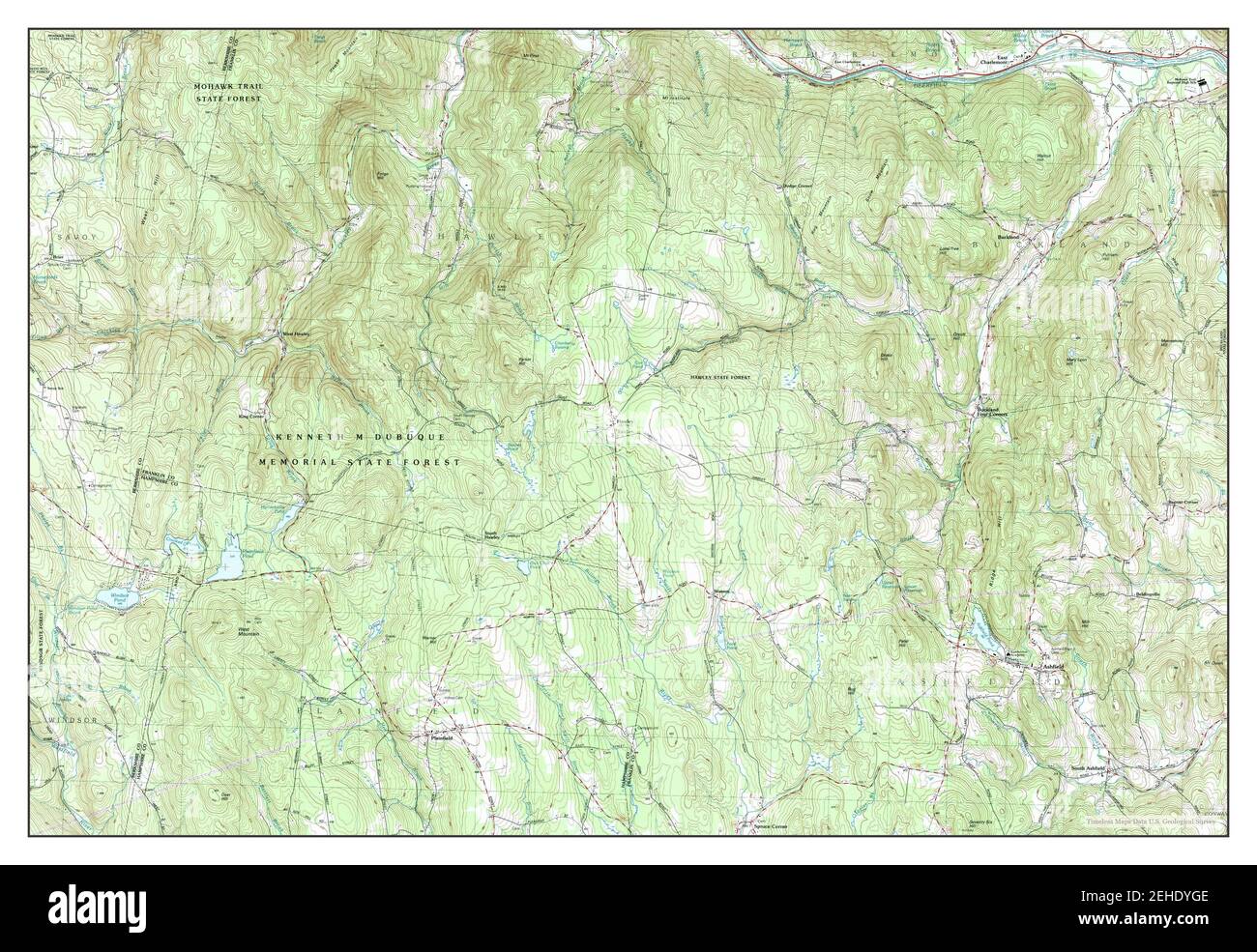 Ashfield, Massachusetts, map 1990, 125000, United States of America by
