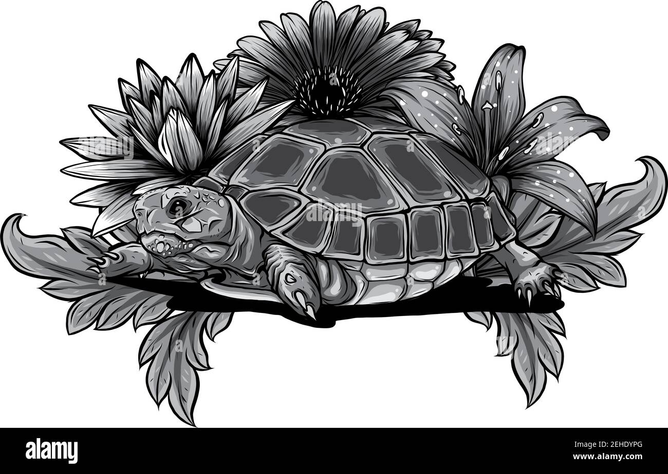 turtle flower logo designs vector Stock Vector
