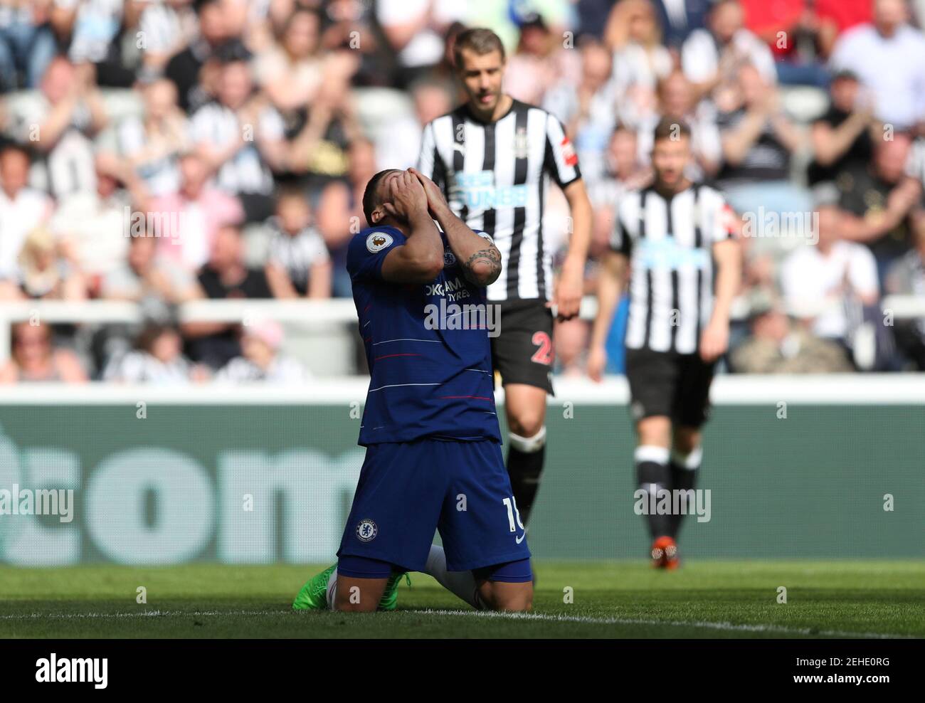 Soccer Football - Premier League - Newcastle United vs Chelsea - St James' Park, Newcastle, Britain - May 13, 2018   Chelsea's Olivier Giroud reacts after a missed chance   REUTERS/Scott Heppell    EDITORIAL USE ONLY. No use with unauthorized audio, video, data, fixture lists, club/league logos or 'live' services. Online in-match use limited to 75 images, no video emulation. No use in betting, games or single club/league/player publications.  Please contact your account representative for further details. Stock Photo