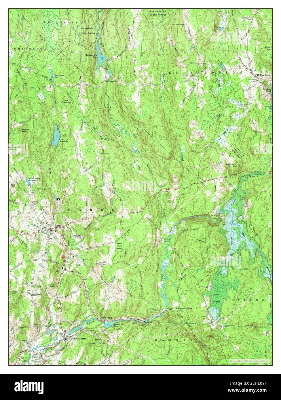 Barre, Massachusetts, map 1969, 124000, United States of America by