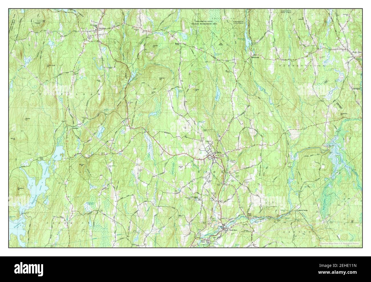 Barre, Massachusetts, map 1988, 125000, United States of America by