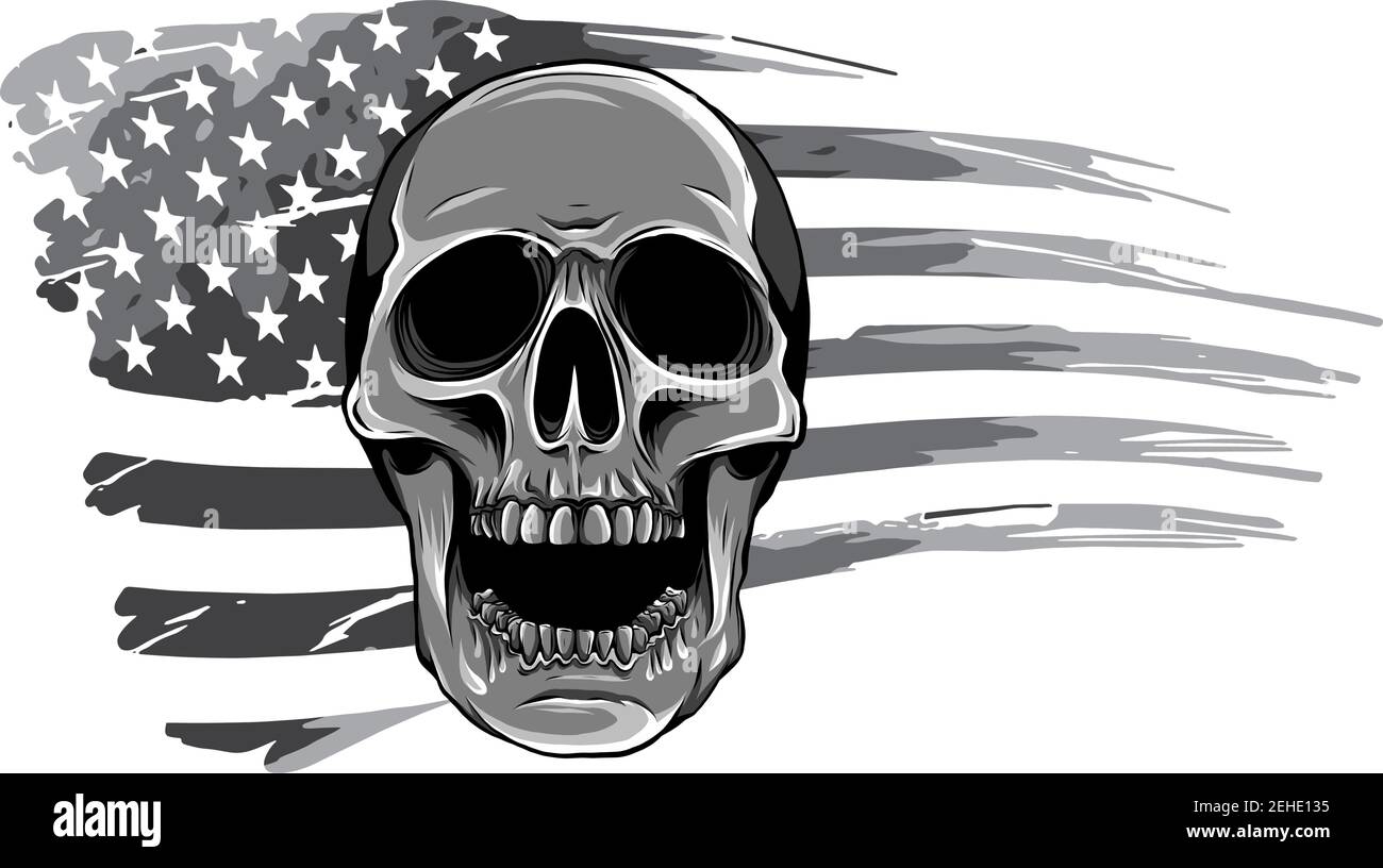 draw of Skull and flag usa. Vector Stock Vector Image & Art - Alamy