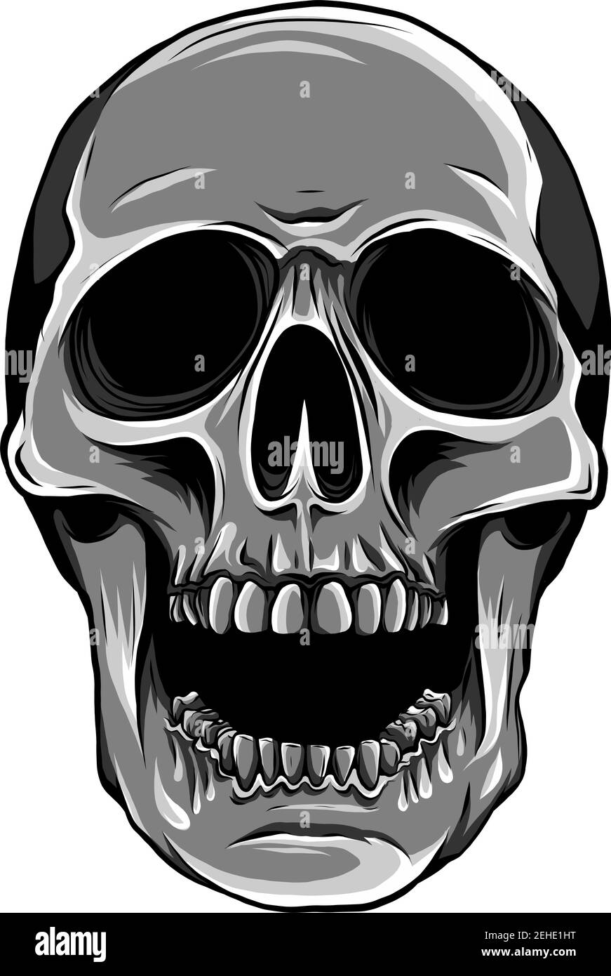 Realistic red skull. Illustration for designer on a white background. Stock Vector