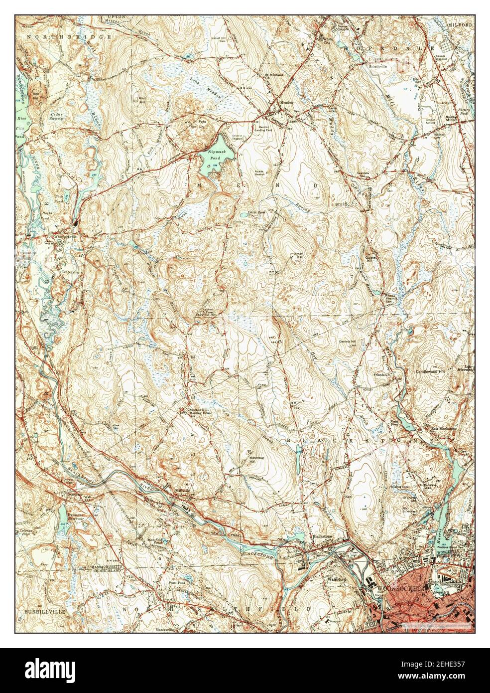 Blackstone, Massachusetts, map 1953, 131680, United States of America