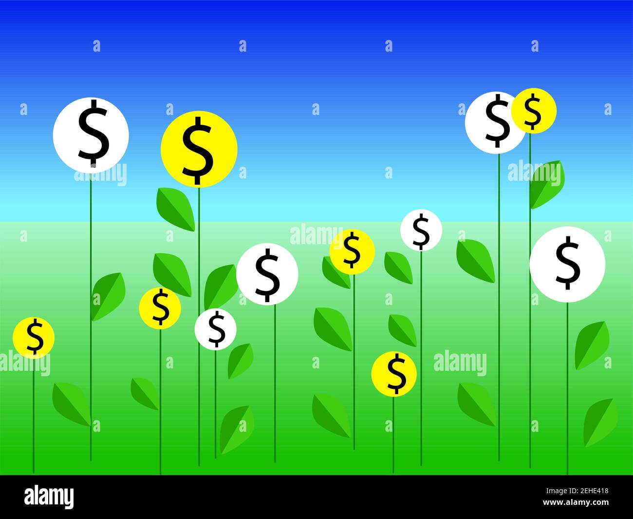 Money plants line icon, finance and business, start up and economic growth vector graphics Stock Vector