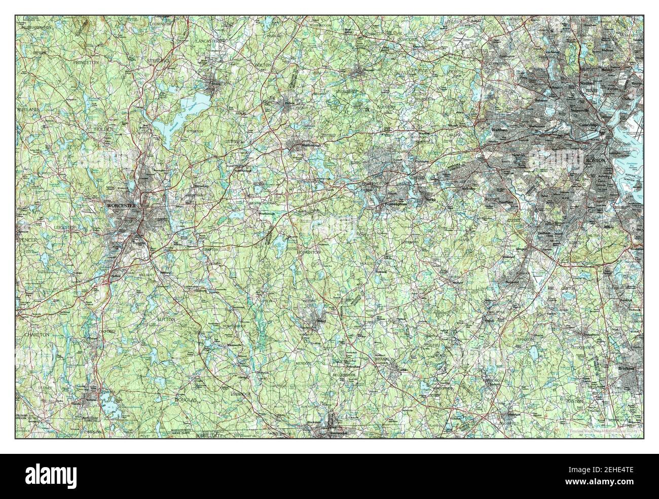 Boston, Massachusetts, map 1989, 1:100000, United States of America by Timeless Maps, data U.S. Geological Survey Stock Photo