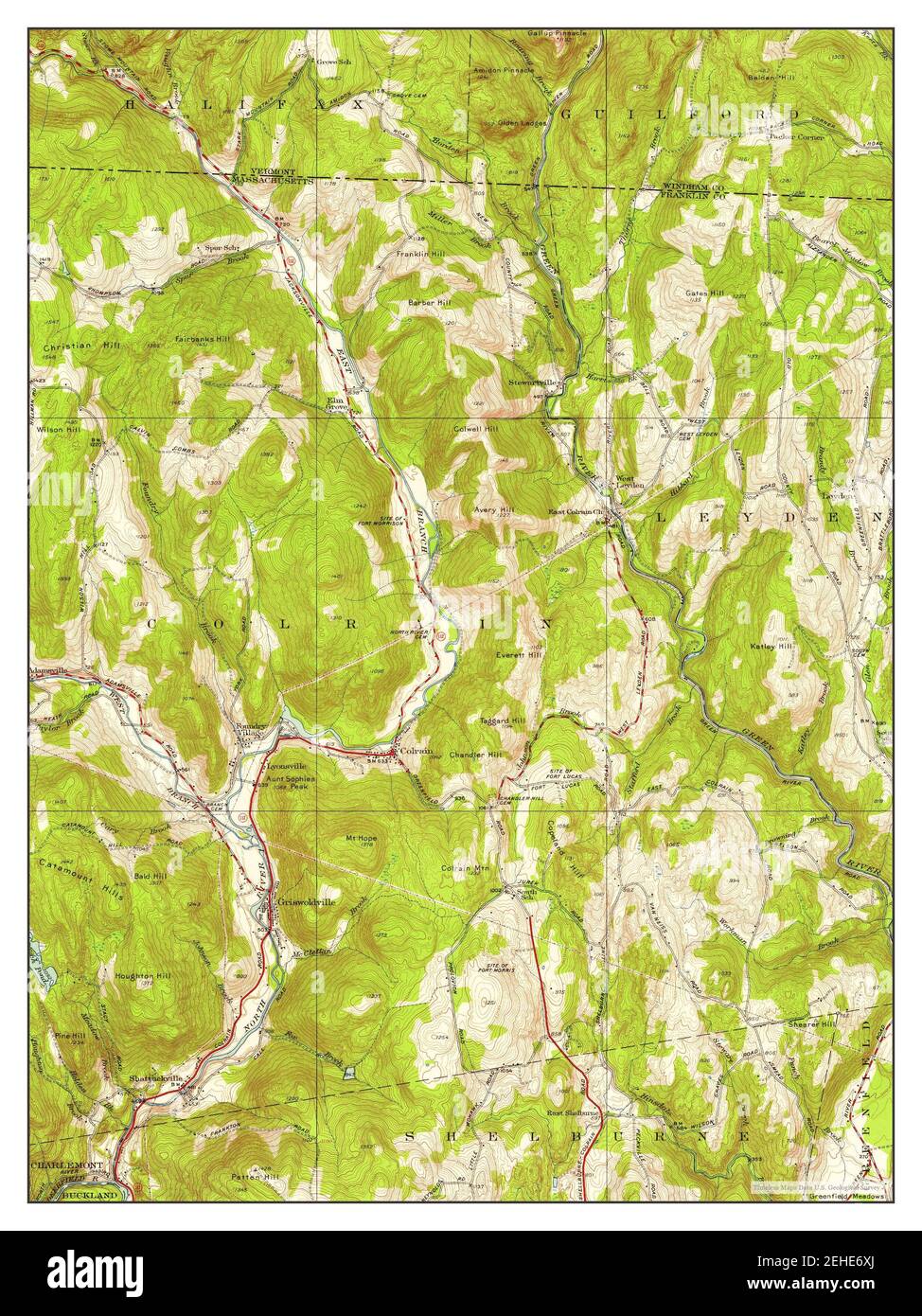 Colrain, Massachusetts, map 1945, 1:24000, United States of America by Timeless Maps, data U.S. Geological Survey Stock Photo