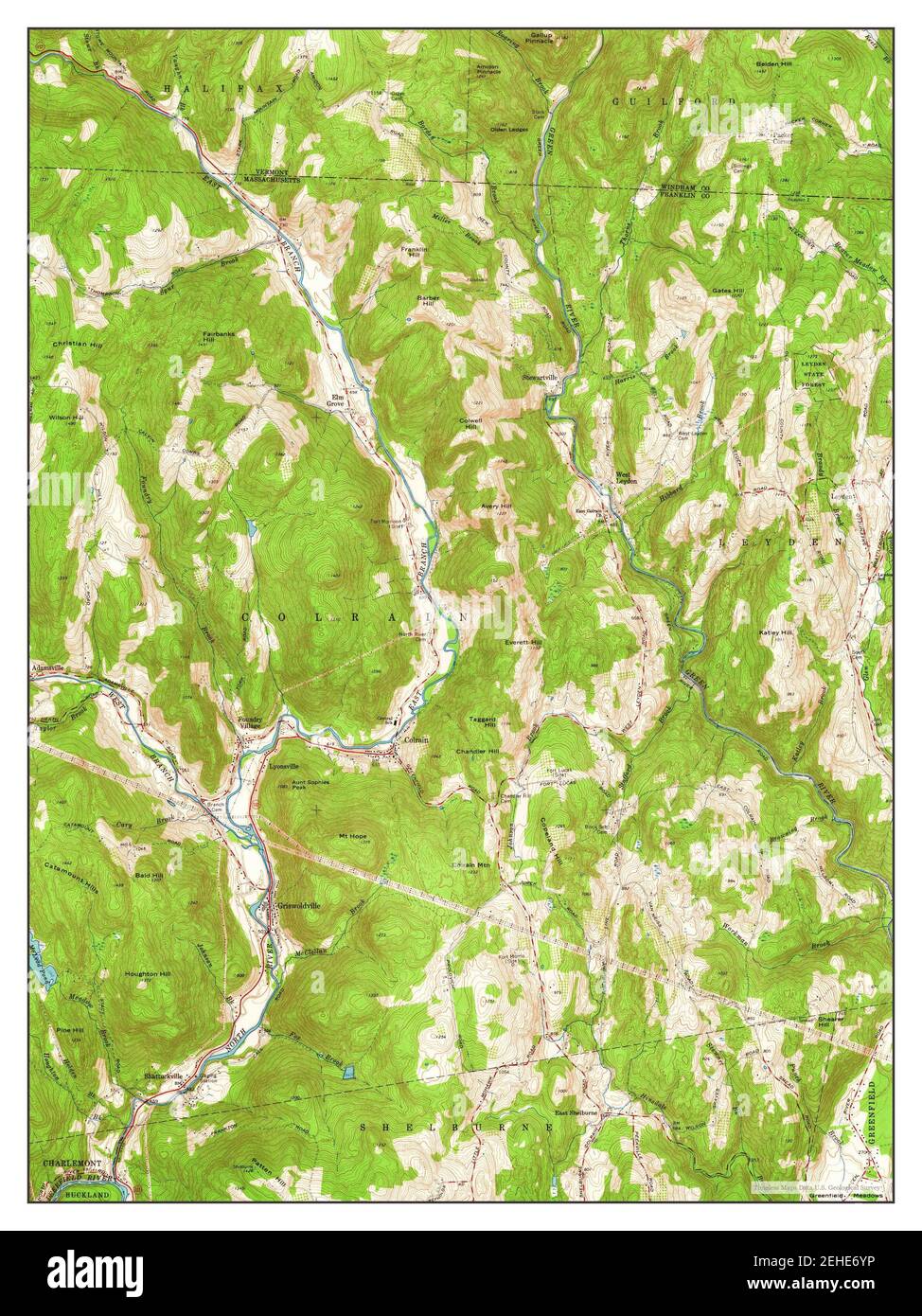 Colrain, Massachusetts, map 1961, 1:24000, United States of America by Timeless Maps, data U.S. Geological Survey Stock Photo